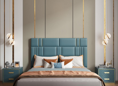 Schlafzimmer Set Designer Luxus Gruppe Garnitur Neu Bett 2x Nachttisch 3 tlg.